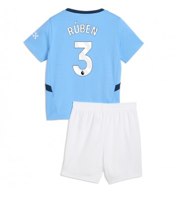 Manchester City Ruben Dias #3 Hemmakläder Barn 2024-25 Kortärmad (+ Korta byxor)